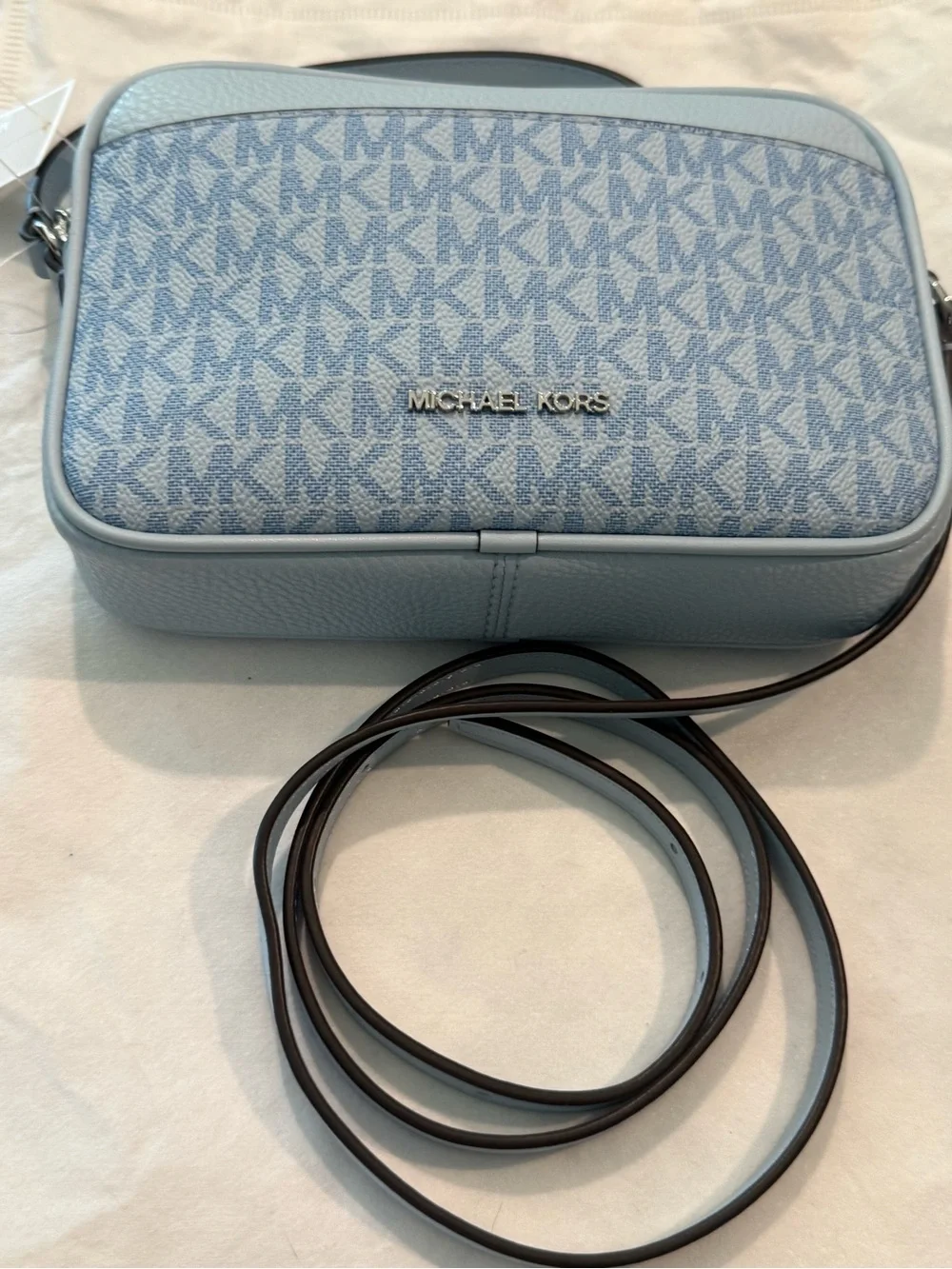 Michael Kors Light Blue MK Signature Crossbody Bag